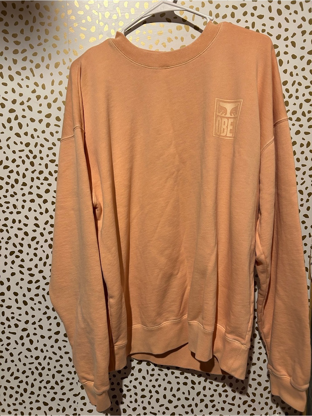 Obey Men's Crewneck Sweater in Peach